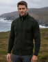 Full Zip Mens Merino Wool Aran Cardigan | Green