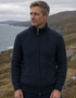 Full Zip Mens Merino Wool Aran Cardigan | Navy Green