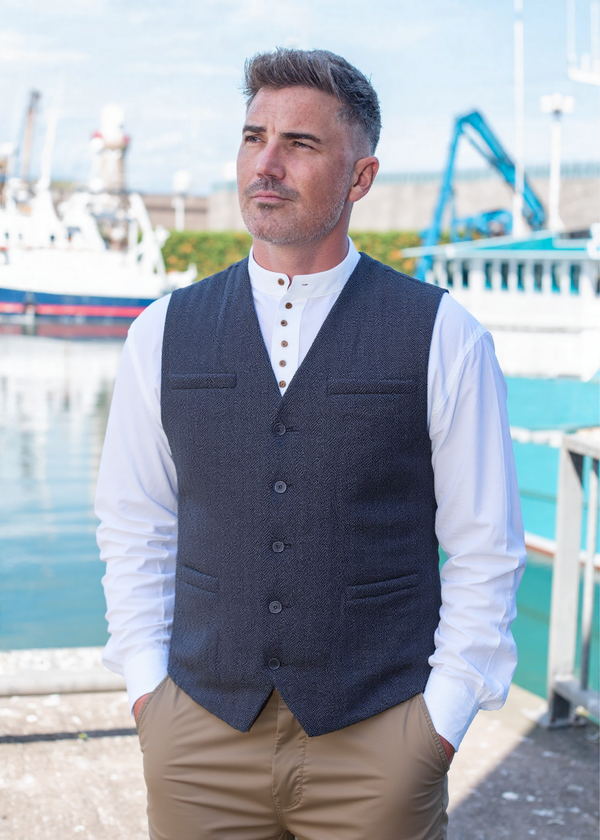 Gray Tweed Herringbone Waistcoat