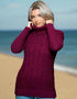 Aran Chunky Cowl Neck Sweater | Raspberry Marl