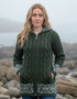 Celtic Jacquard Hooded Aran Cardigan | Green