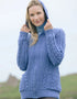 Aran Women's Hooded Pocket Cardigan | Blue