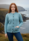 Aran Cable Knit Cardigan | Aqua