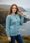 Aran Cable Knit Cardigan | Aqua