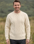Damen-Fischerpullover aus schwerem Aran-Strick | Natur