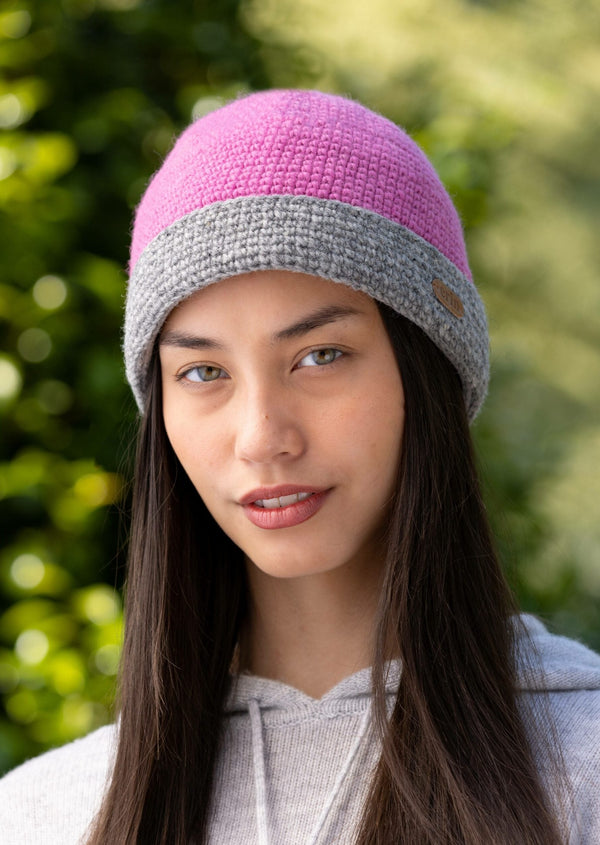 Crochet Turn up Hat Pink