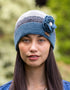 Bonnet à fleurs au crochet fait main pour femme Erin | Laine gris denim