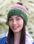 Aran Fairisle Bobble Hat | Green Purple