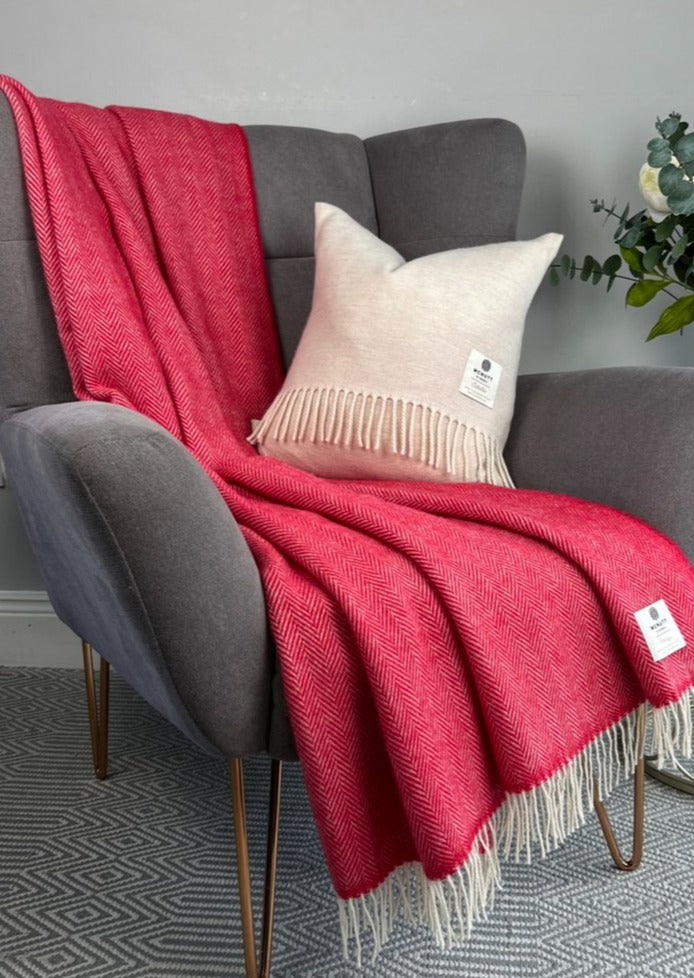 McNutt Holly Red Herringbone Throw