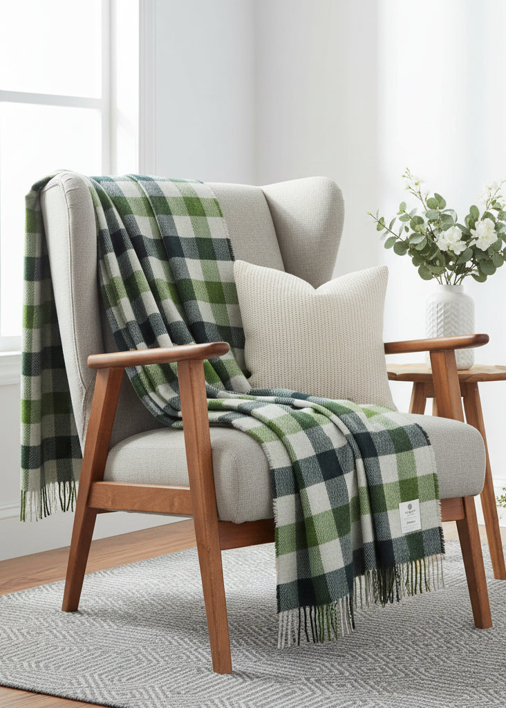 Hunter Plaid Eco Wool Throw | Irish Recycled Wool Blanket