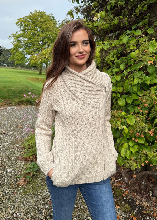 Aran Hooded Cardigan | Oatmeal