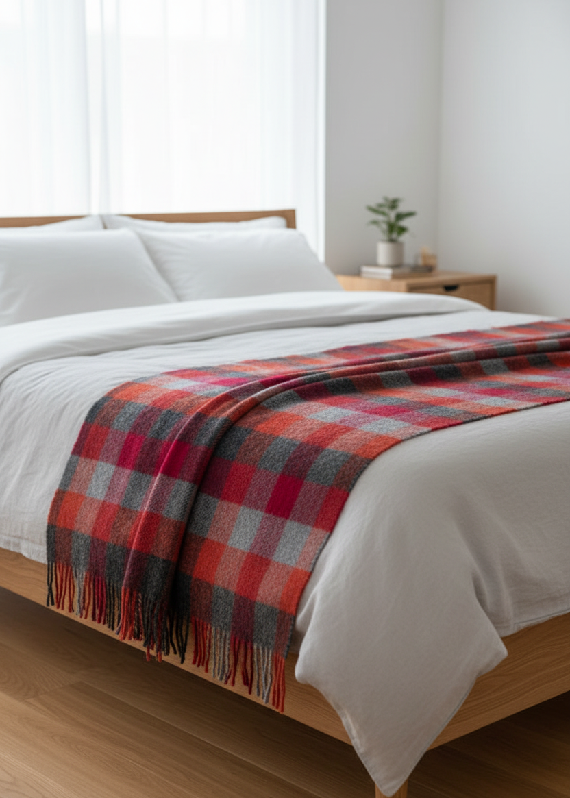 McNutt Pure Wool Throw – Fireside Check | Handwoven Donegal Blanket