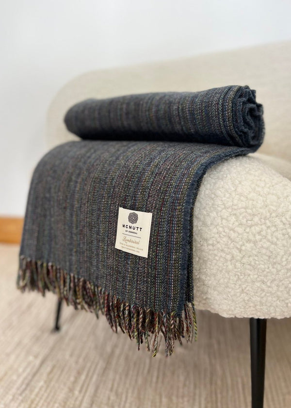 Mcnutt Lambswool Throw | Indigo Rainbow