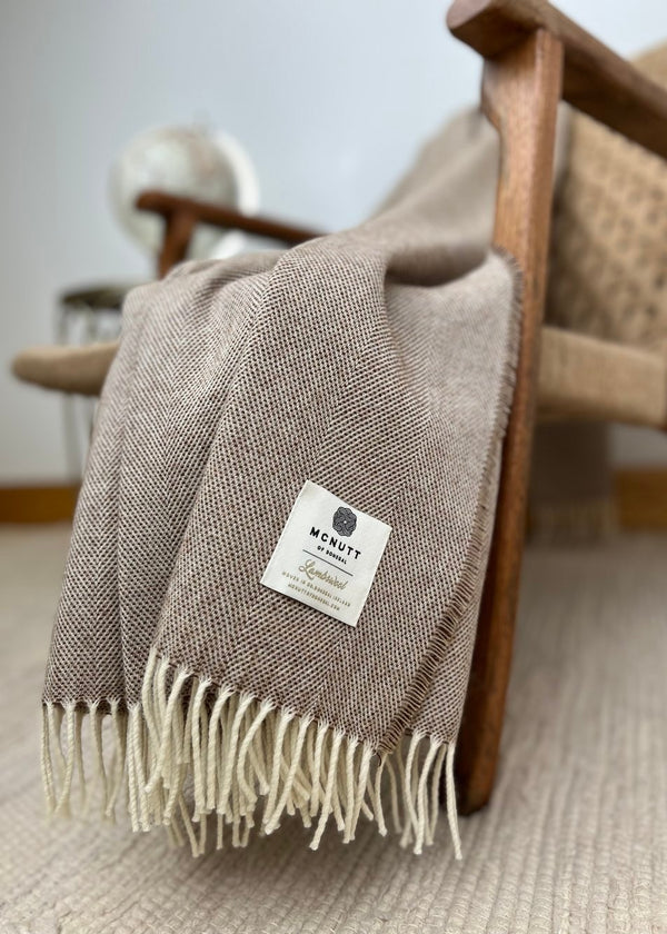 Butternut Color Throw Mcnutt Lambswool Throw Spotted Butterscotch | Irish Merino Wool Blanket