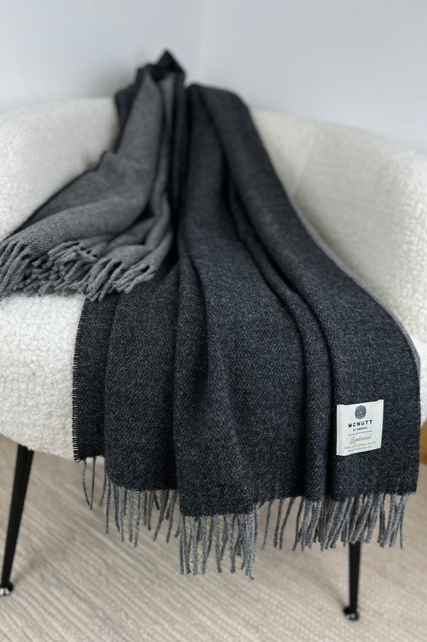 Mcnutt Lambswool Throw | Charcoal Reversible