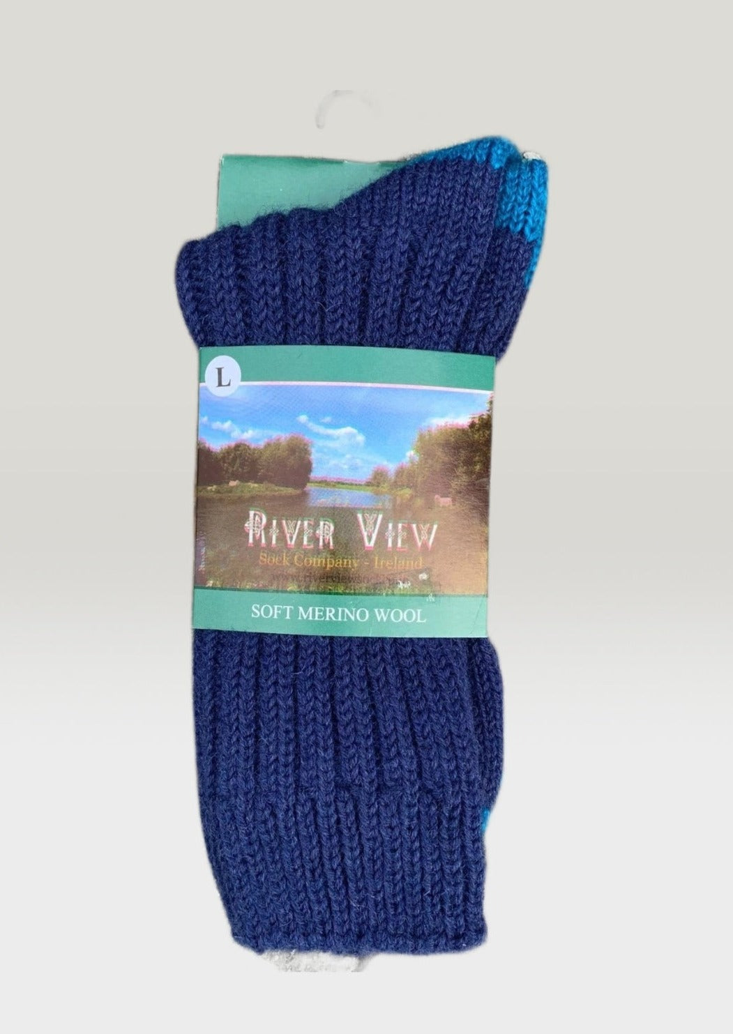 Blue Irish Merino Wool Socks | Large