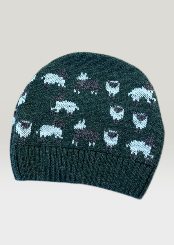 Lambswool Sheep Beanie Hat | Green