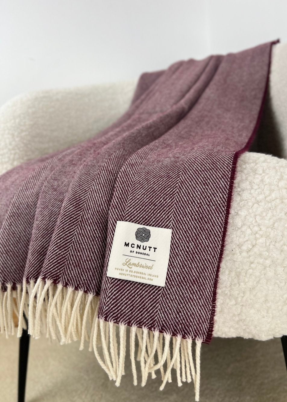 McNutt Lambswool Throw | Burgundy Herringbone