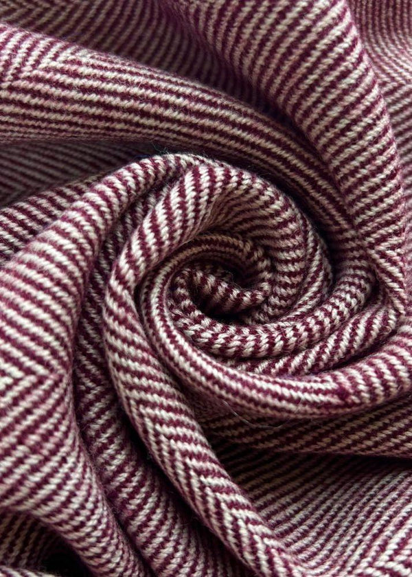 McNutt Lambswool Throw | Burgundy Herringbone