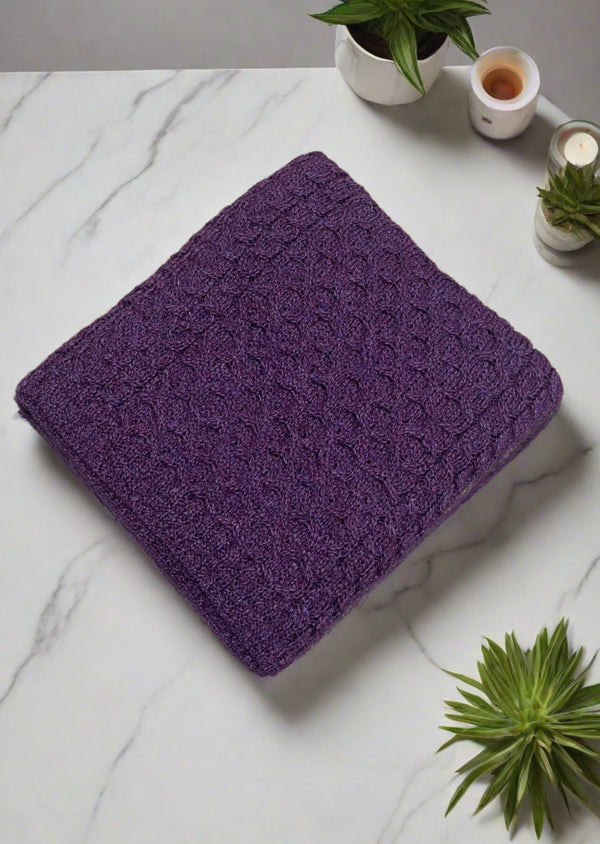 Aran Honeycomb Blanket - Purple