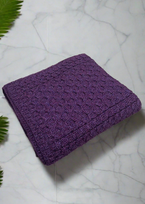 Aran Honeycomb Blanket - Purple