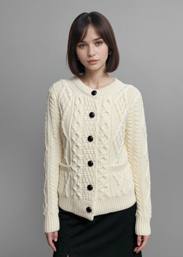 Ladies Aran Cardigan | Natural