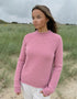 Ladies Roll Neck Fisherman Sweater | Pink