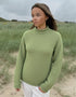 Ladies Roll Neck Fisherman Sweater | Green