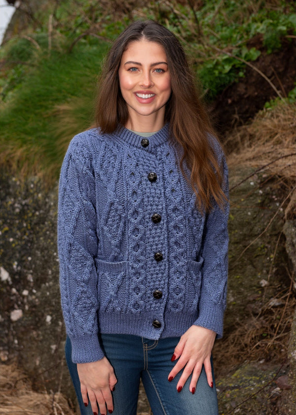 Ladies Aran Cardigan | Denim