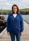 Downpatrick Ladies Aran Cardigan | Blue