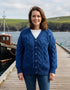 Downpatrick Ladies Aran Cardigan | Blue - Clearance