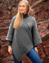 Aran Merino Wool V Poncho | Slate - Clearance