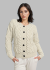 Inagh Ladies Aran Cardigan | Flecked Cream