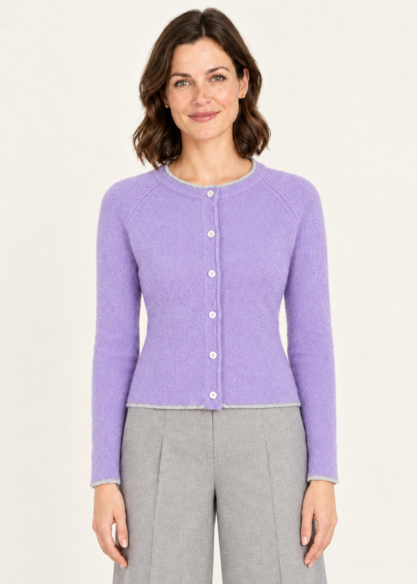 Paisley Purple cardigan front pose