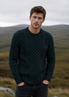IrelandsEye Aran Merino Wool Sweater | Green