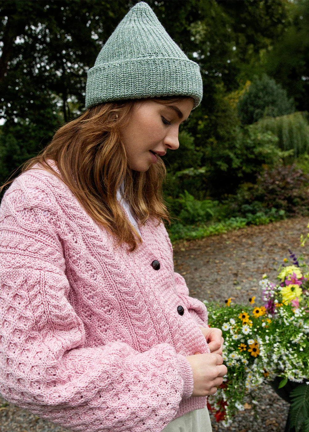 IrelandsEye Cropped Aran Cardigan | Pink