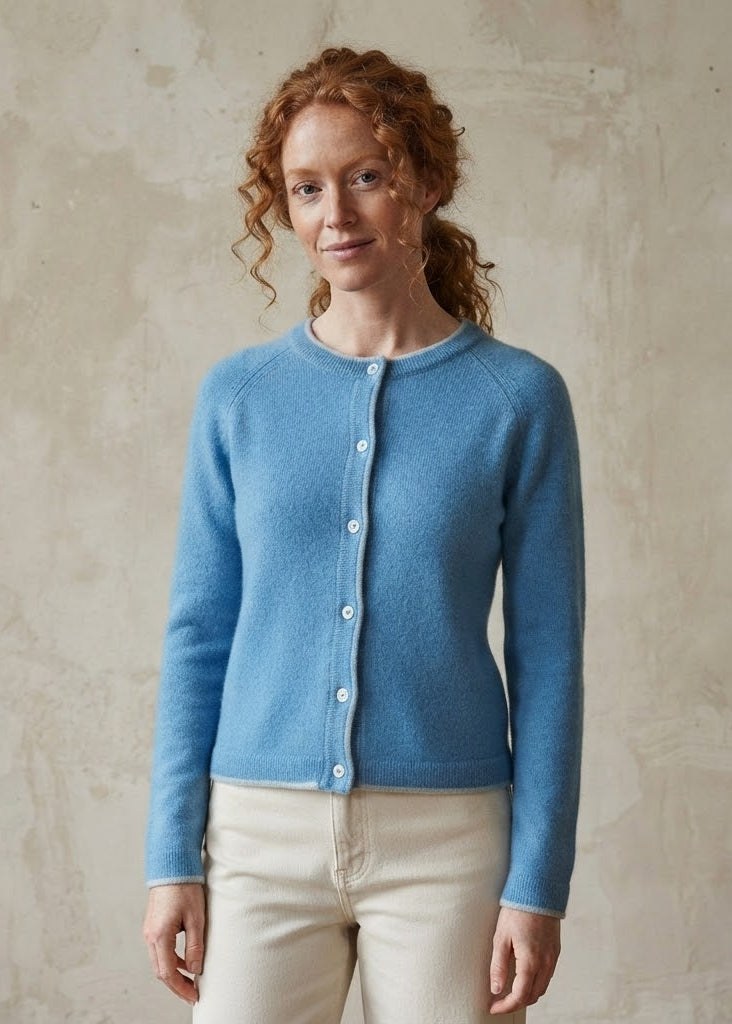 IrelandsEye Killiney Cashmere Mix Cardigan | Azure Blue