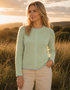 IrelandsEye Killiney Wool Cashmere Cardigan | Mint Green