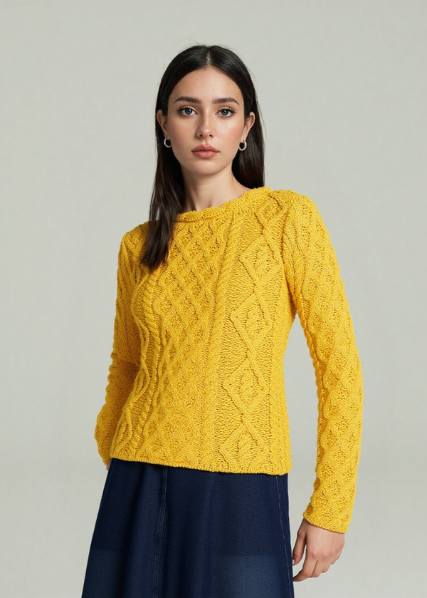 IrelandsEye Lambay Aran Sweater | Sunflower