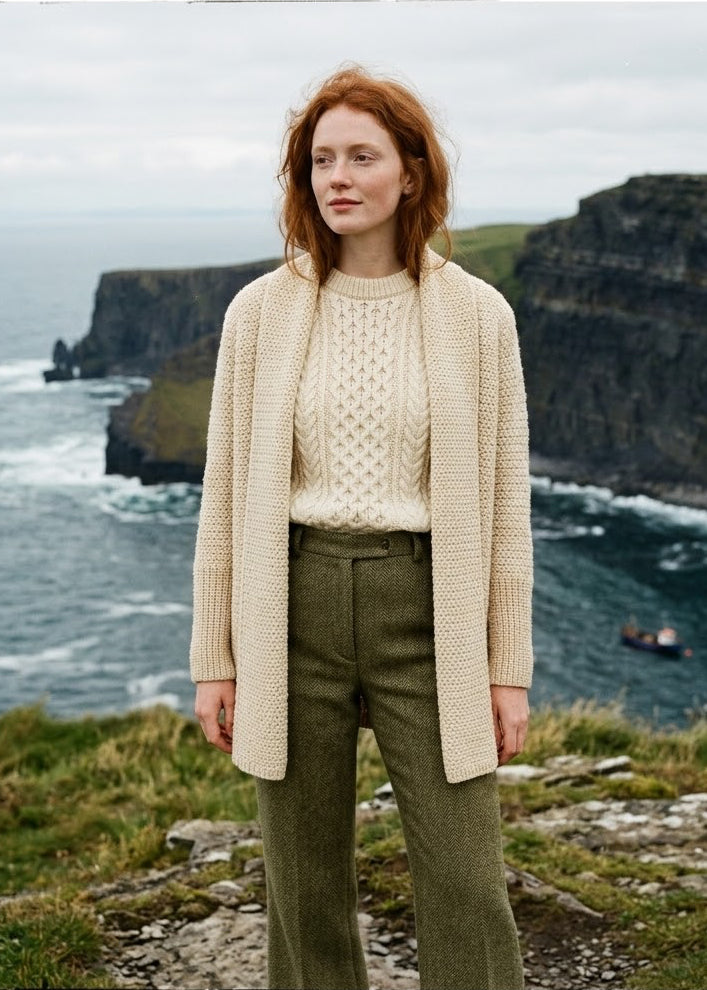 IrelandsEye Women's Kilcoole Coatigan | Oatmeal Marl