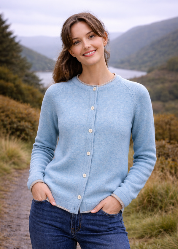 IrelandsEye Women's Killiney Cardigan | Pale Blue Wool-Cashmere Blend