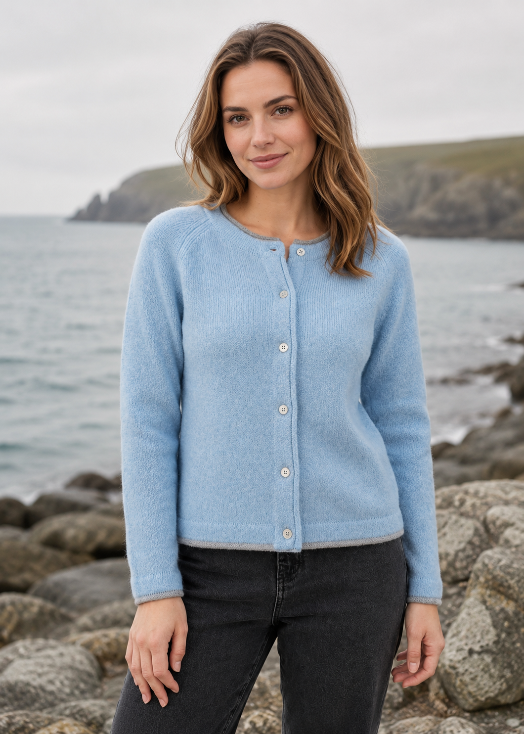 IrelandsEye Women's Killiney Cardigan | Pale Blue Wool-Cashmere Blend
