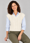 IrelandsEye Women's V Neck Aran Vest | Natural
