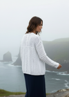 Irish Cotton Cable Knit Cardigan | Women's White Aran Cardigan