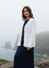 Irish Cotton Cable Knit Cardigan | Women's White Aran Cardigan