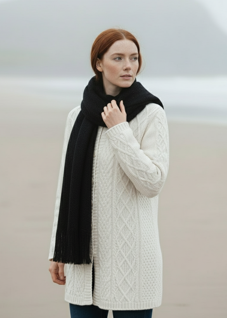 Mucros Islander Scarf| Black Fleck