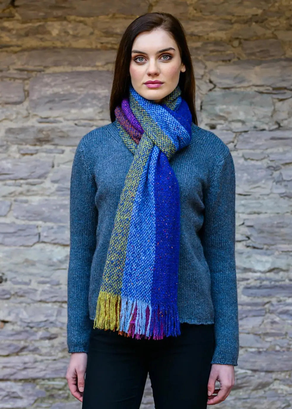 Mucros Islander Scarf - Authentic Irish Aran Design | Multi-Color Alpaca Blend