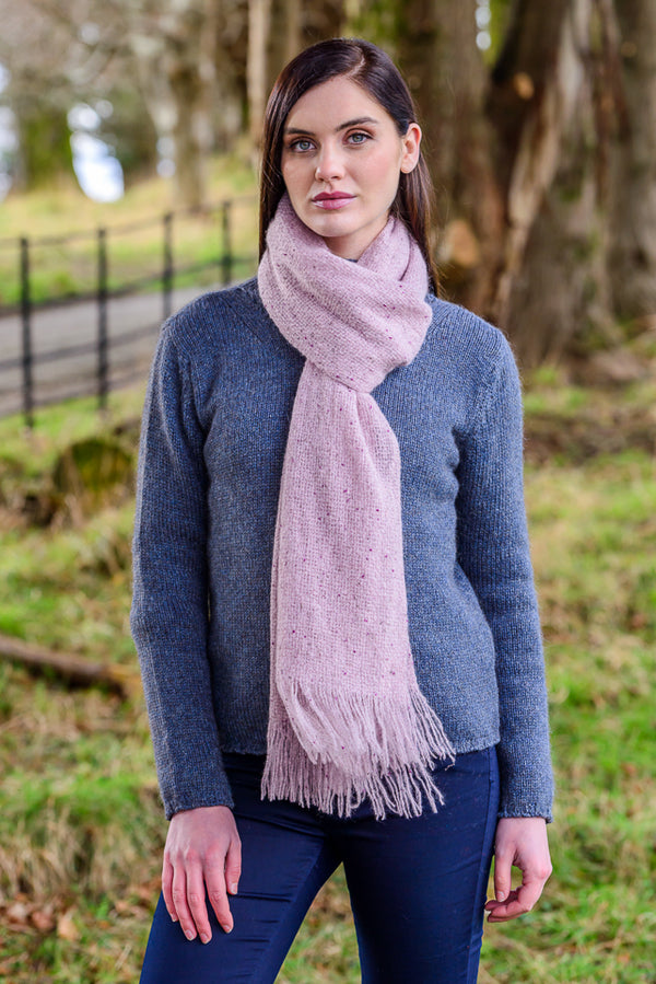 Mucros Islander Scarf Pink - Authentic Irish Alpaca Wool Blend