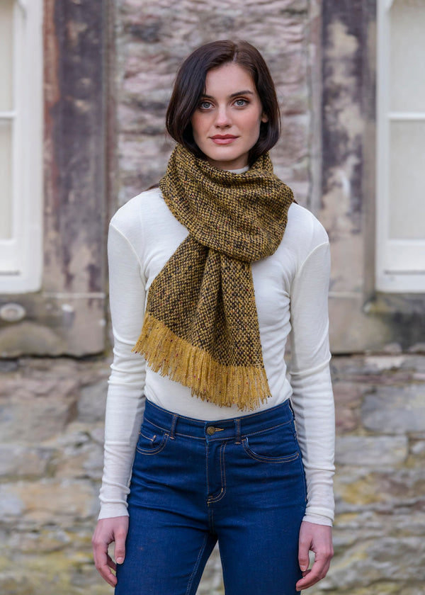 Mucros Islander Scarf Brown Mix | Handcrafted Irish Aran Scarf