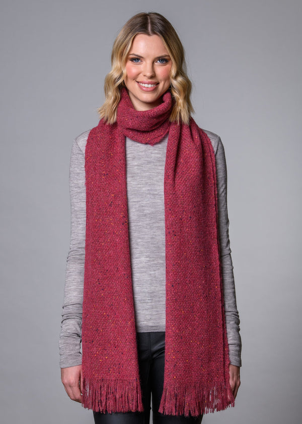 Mucros Islander Scarf Raspberry | Premium Irish Aran Alpaca Wool